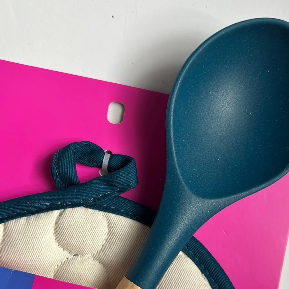 Tabitha Brown LIMITED EDITION Teal Spoon and Polka Dot Pot Holder Set